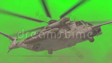 直升机MH-53M低起飞尘埃<strong>绿幕</strong>3D渲染